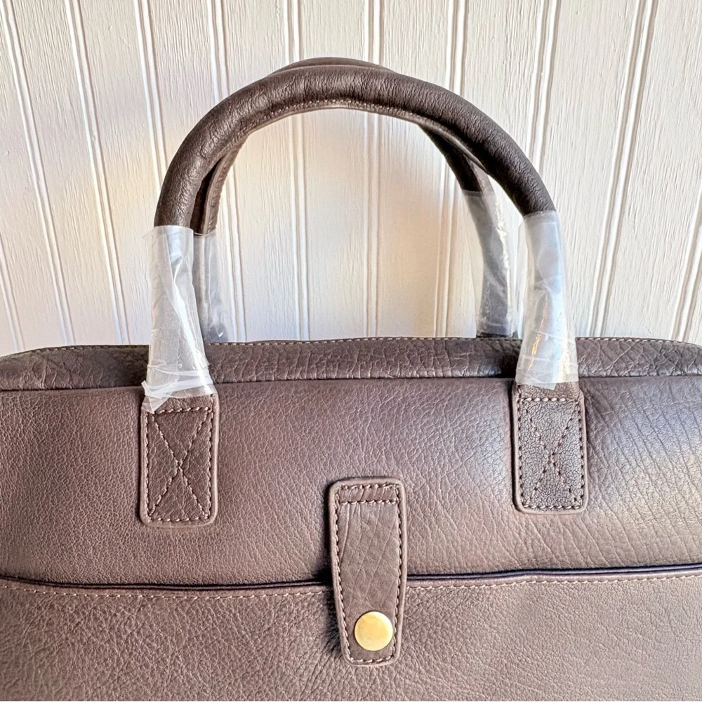 Mark & Graham Harvey Leather Briefcase Bag Dark Brown Laptop Pocket NEW gift
